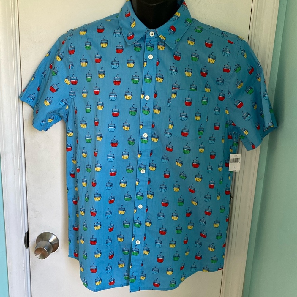 Disney Parks  Skyliner Buckets short sleeve button up shirt NWT